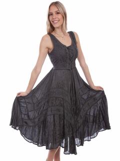 Full Length Lace-Up Front Sleeveless Dress, Front