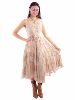 Full Length Lace-Up Front Sleeveless Dress, Front