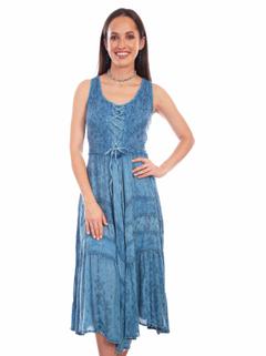 Full Length Lace-Up Front Sleeveless Dress, Front