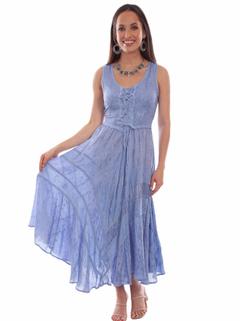 Full Length Lace-Up Front Sleeveless Dress, Front