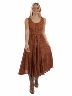 Full Length Lace-Up Front Sleeveless Dress, Front