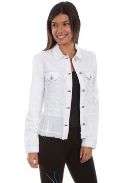 This Contemporary Jean Jacket Features A, Front