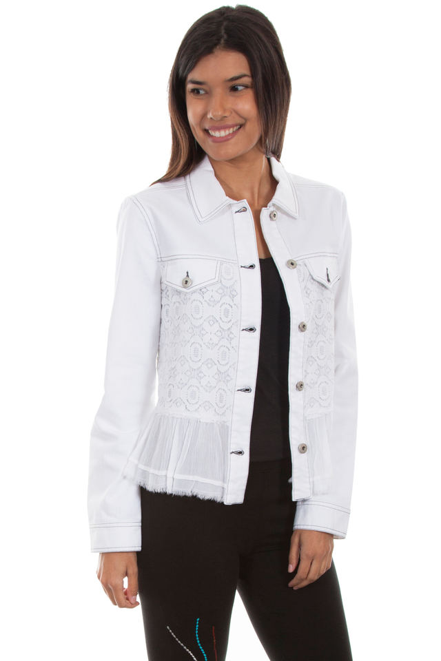 This Contemporary Jean Jacket Features A, White