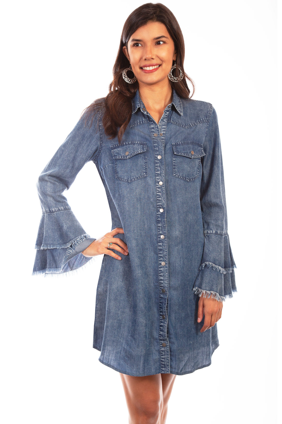 Western Yoke Shirt Dress, Denim