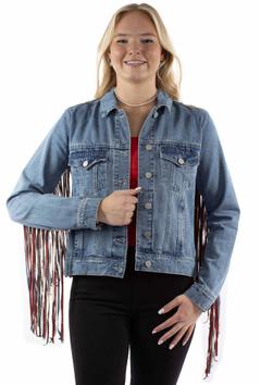 Americana Denim Fringe Jacket, Front