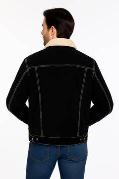 Shearling-Collar Heritage Leather Jacket, Back