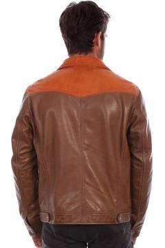 Contrast Leather Jacket, Back