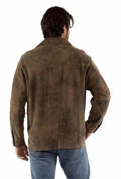 Distressed Taupe Suede Shirt Jacket, Back