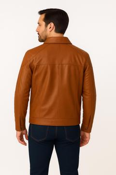 Zip Front Leather Jacket, Back