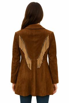 Fringe Detail Suede Coat, Back