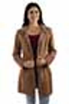 Suede Shearling-Trim Coat, Front