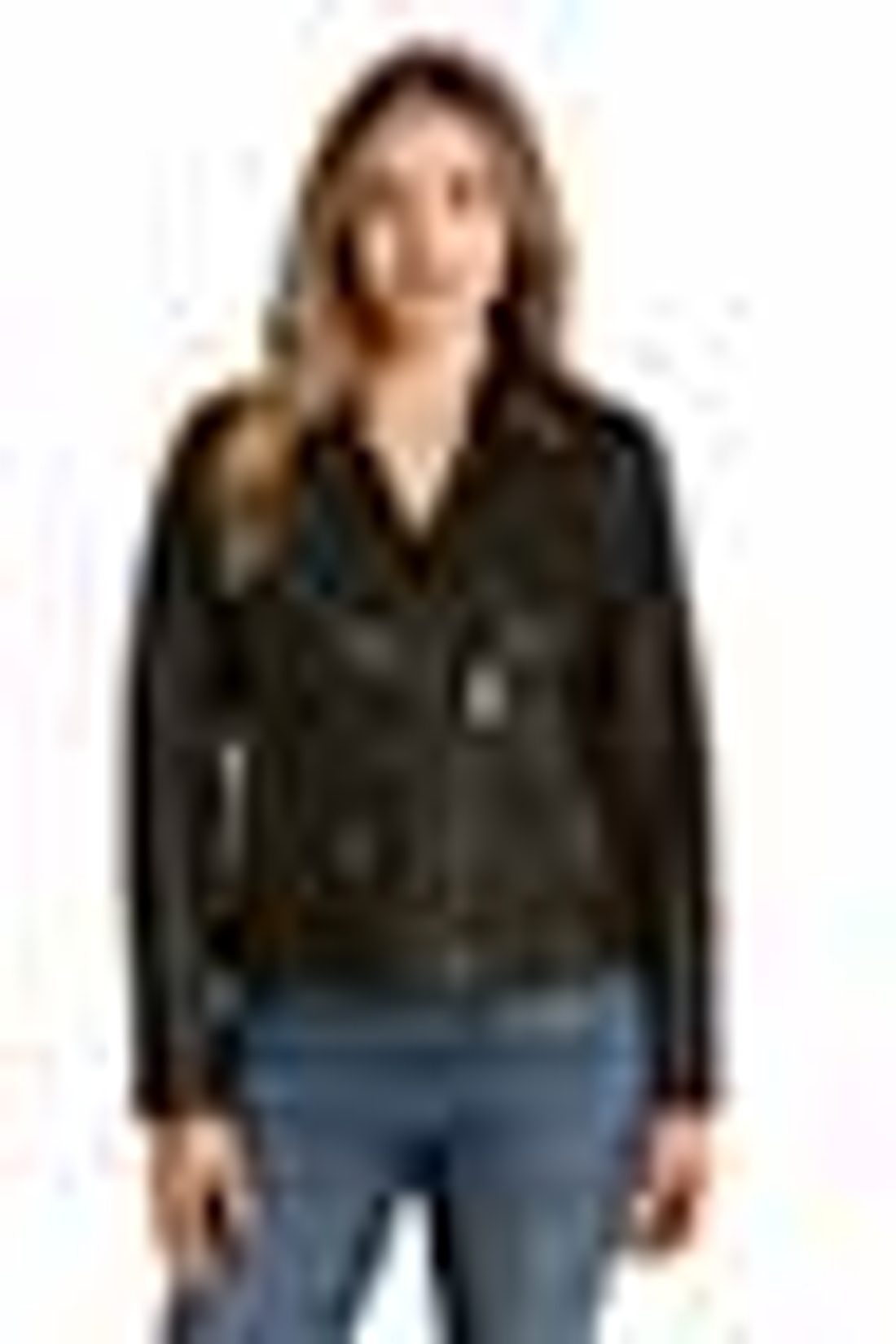 Asymmetrical Zip Leather Jacket, Black