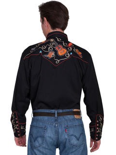Boots Hats & Guitars Embroidered Shirt, Back