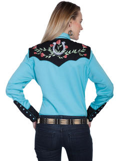 Poly/Rayon Blend Snap Front Blouse, Back