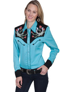 Poly/Rayon Blend Snap Front Blouse, Front