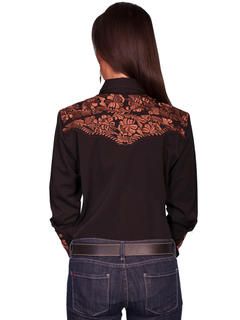 Poly/Rayon Blend Snap Front Blouse, Back