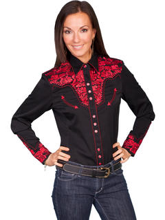 Poly/Rayon Blend Snap Front Blouse, Front