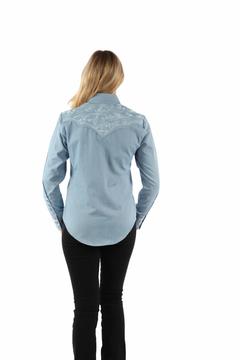 Poly/Rayon Blend Snap Front Blouse, Back