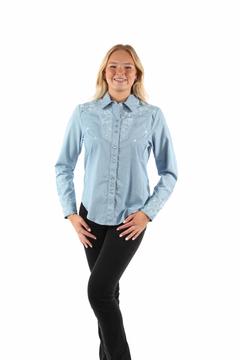 Poly/Rayon Blend Snap Front Blouse, Front
