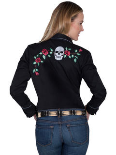 Poly/Rayon Blend Snap Front Blouse, Back