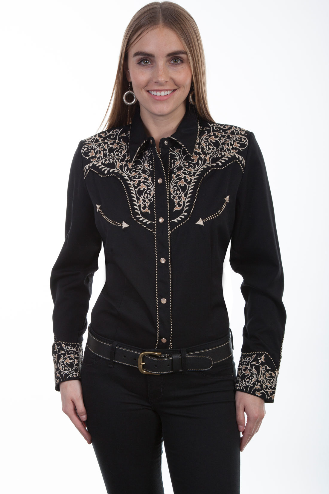 Poly/Rayon Blend Blouse Has A Snap, Black