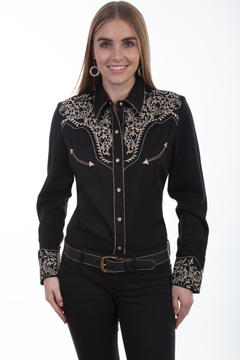 Poly/Rayon Blend Blouse Has A Snap, Front