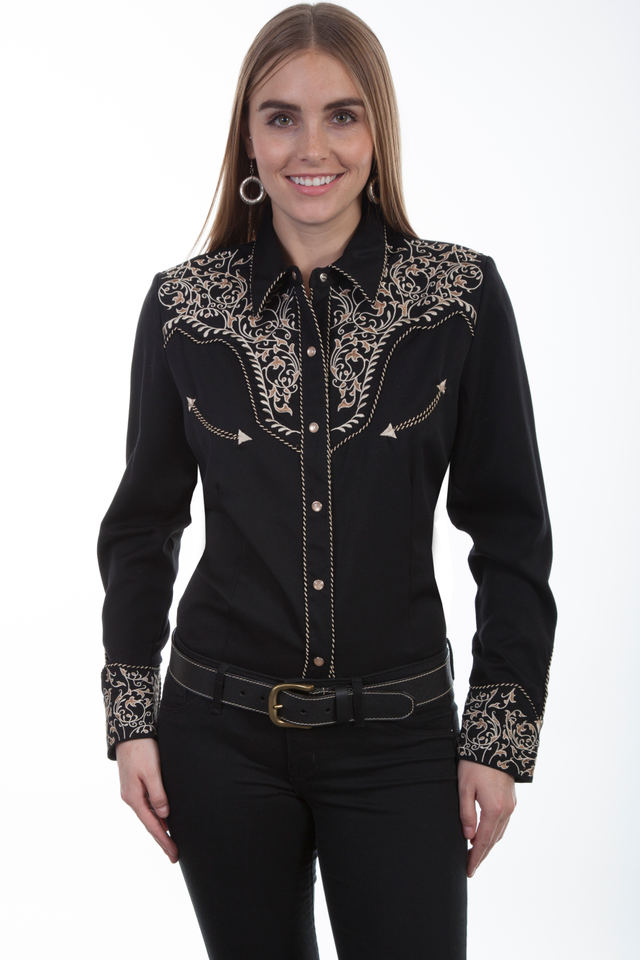 Poly/Rayon Blend Blouse Has A Snap, Black
