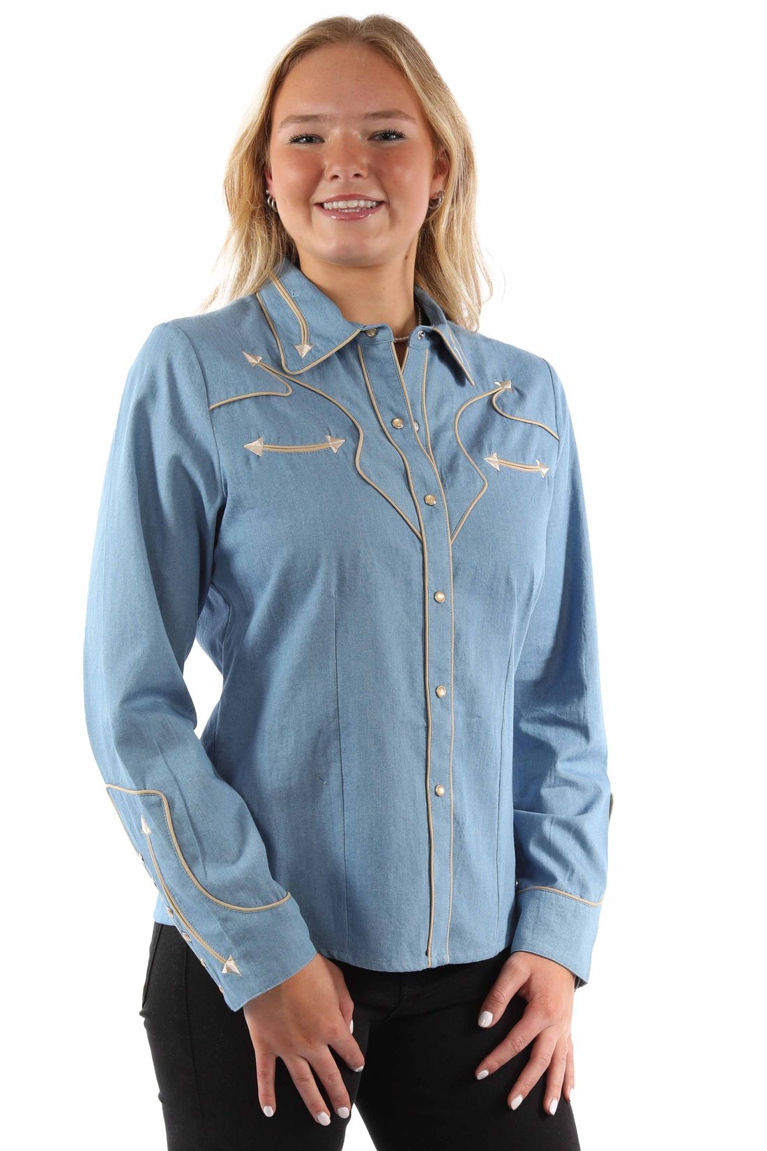 This Vintage Western Top Features A, Denim