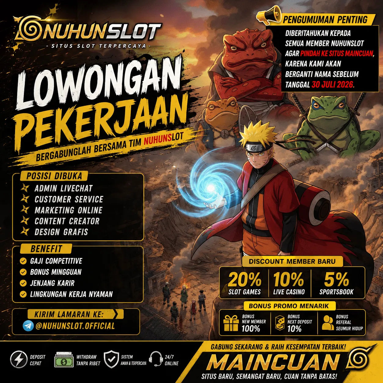 NUHUNSLOT Buka Loker SEO Pengalaman 500 Tahun Untuk Defense Brand NUHUN SLOT