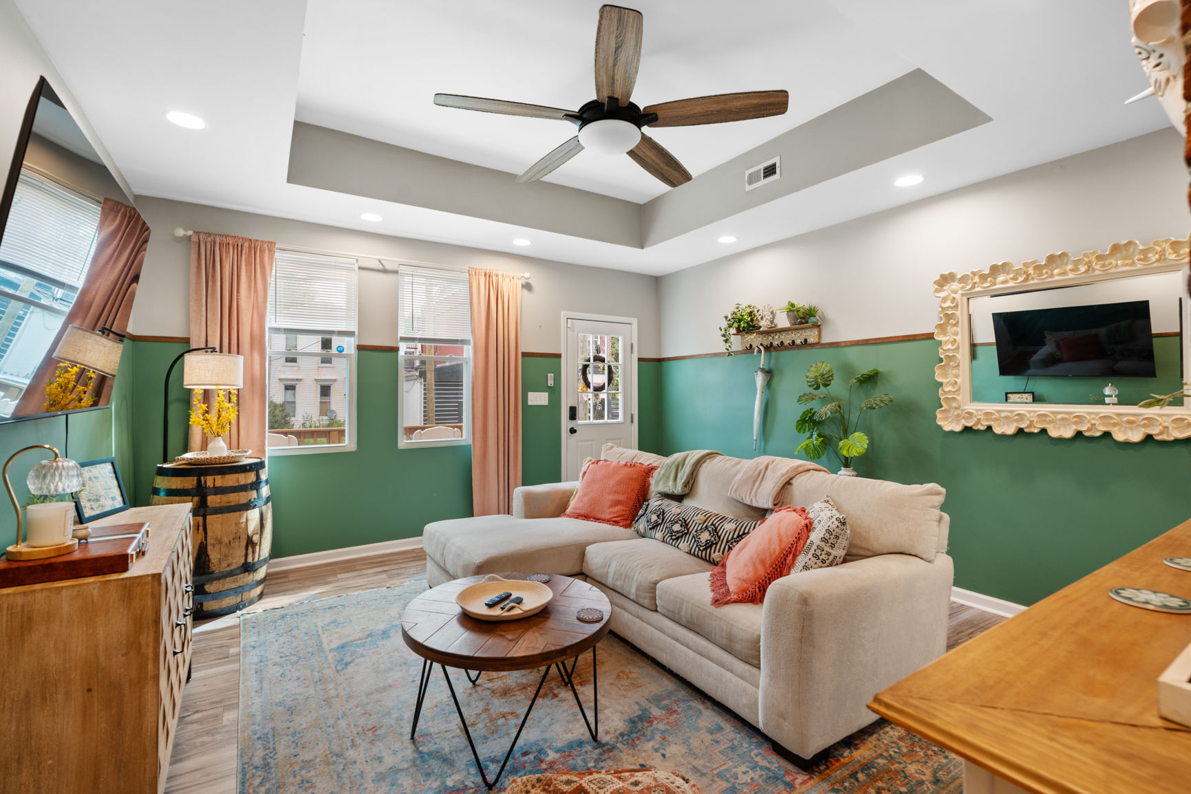 Luxury designed living room in a Kentucky mid-term rental