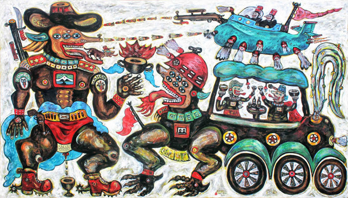 THE COWBOY AND WORLD PEACEKEEPERS karya Heri Dono. (FOTO: Via srisasanti.com)
