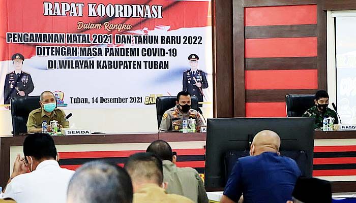 Jelang Natal 2021 danTahun Baru 2022 Polres Tuban Gelar Rakor Dengan Instansi Terkait