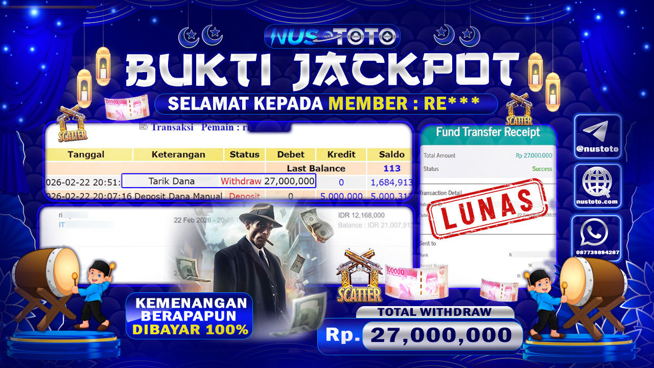 JACKPOT !! MENANG BESAR DI PERMAINAN SLOT MAFIA MAYHEM Rp. 27,000,000 LANGSUNG DI BAYAR LUNAS NUSTOTO !!