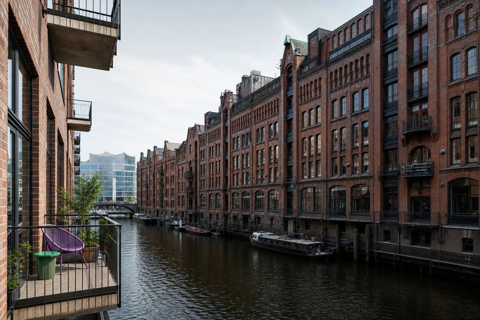 Hamburger Backstein-Speicherquartier am Wasser