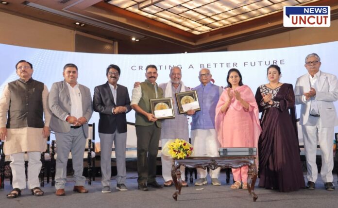 Aryans Group of Companies event at Meridian Hotel, New Delhi, where Union Minister Raksha Khadse, actor Nana Patekar, and other dignitaries honored contributions to social work. The event highlighted Aryans Group’s commitment to social, energy, and education sectors, receiving appreciation from political and business leaders.