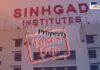 Image of Singhgad Institutes building with a red 'Taxes Due' stamp overlay, indicating unpaid property taxes-Property Taxes Due - Official notice regarding pending tax payments