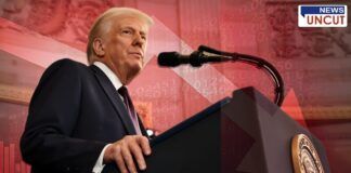 A digital illustration depicting the impact of a stock market crash, featuring a businessman (resembling Elon Musk) looking at a large digital screen displaying falling stock graphs. The background includes Wall Street with a stormy sky, symbolizing economic uncertainty. The color palette is dark and moody, emphasizing financial instability.