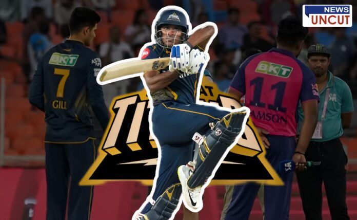 Sai Sudharsan leads Gujarat Titans to a historic 58-run win over Rajasthan Royals in IPL. With a powerful knock of 82 runs, he sets a record as the first Indian batter to score 50+ runs in five consecutive innings at the same IPL venue, Narendra Modi Stadium.