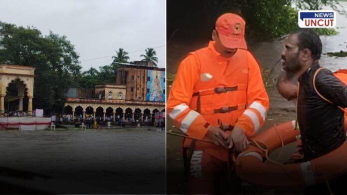 Devotee Rescued from Indrayani River Flood in Alandi Devotee Rescued from Indrayani River Flood in Alandi