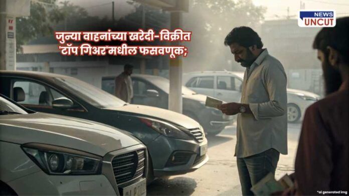 Used car scams in Pune and Pimpri-Chinchwad;व्यवसायात फसवणुकीचा 'टॉप गिअर' लागला असून, वाहनांची नोंदणी न करताच होणारे व्यवहार चिंतेचा विषय ठरले आहेत. यामुळे तक्रारींचे प्रमाण वाढले आहे.