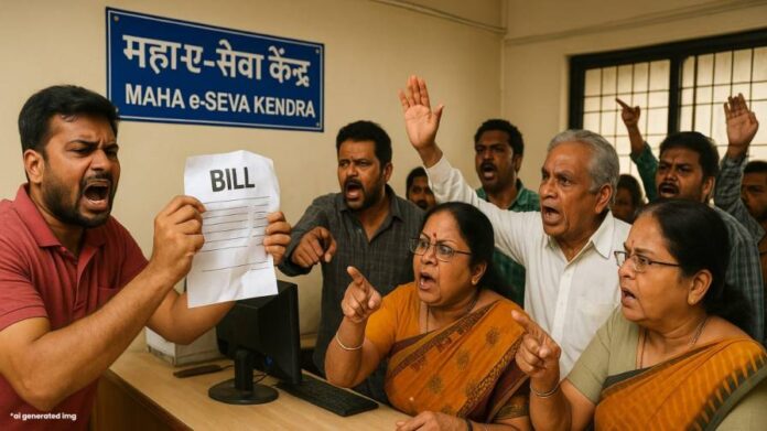 Maha e-Seva Center Scam,Citizens Protest Over Extra Charges