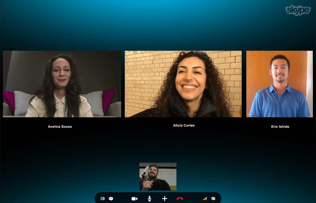 A four-way video call on Skype.
