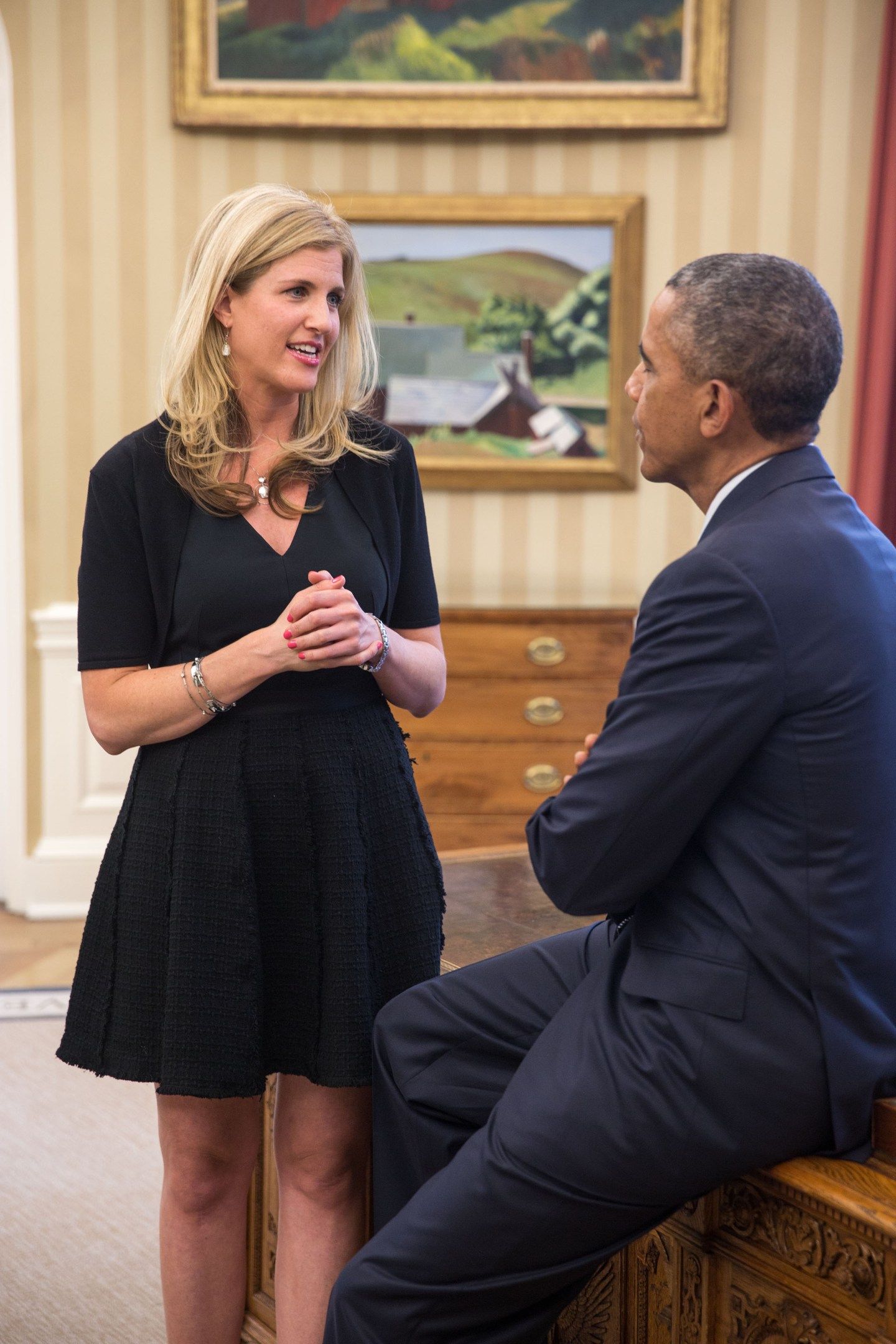 President Barack Obama has departure photos taken with Lisa Ellman and family in the Oval Office, July 18, 2014. (Official White House Photo by Pete Souza)This photograph is provided by THE WHITE HOUSE as a courtesy and may be printed by the subject(s) in the photograph for personal use only. The photograph may not be manipulated in any way and may not otherwise be reproduced, disseminated or broadcast, without the written permission of the White House Photo Office. This photograph may not be used in any commercial or political materials, advertisements, emails, products, promotions that in any way suggests approval or endorsement of the President, the First Family, or the White House.