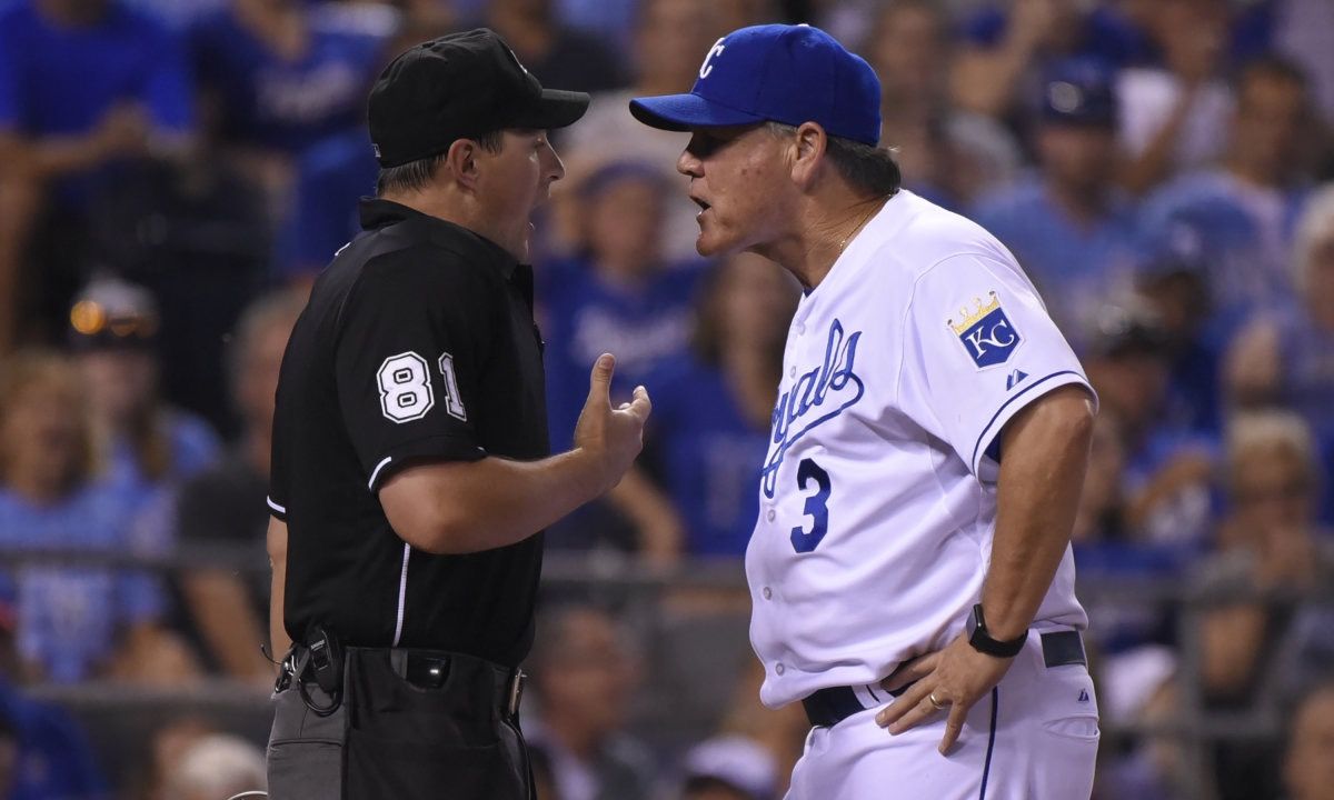 Kansas City Royals manager Ned Yost with his Apple Watch