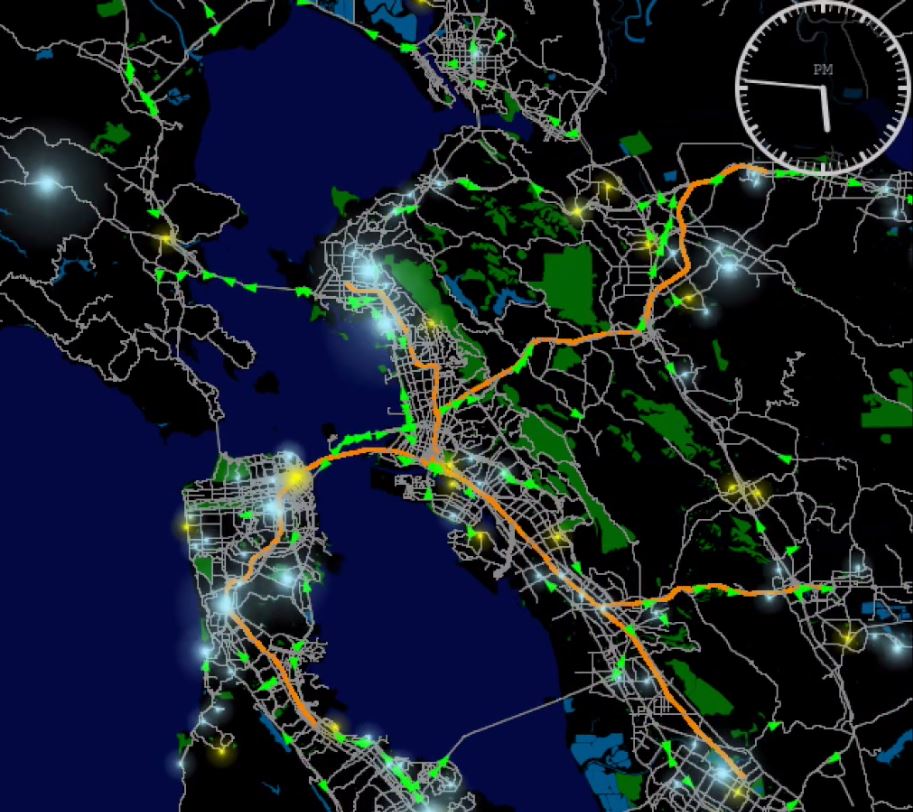 Map of traffic patterns in San Francisco Bay