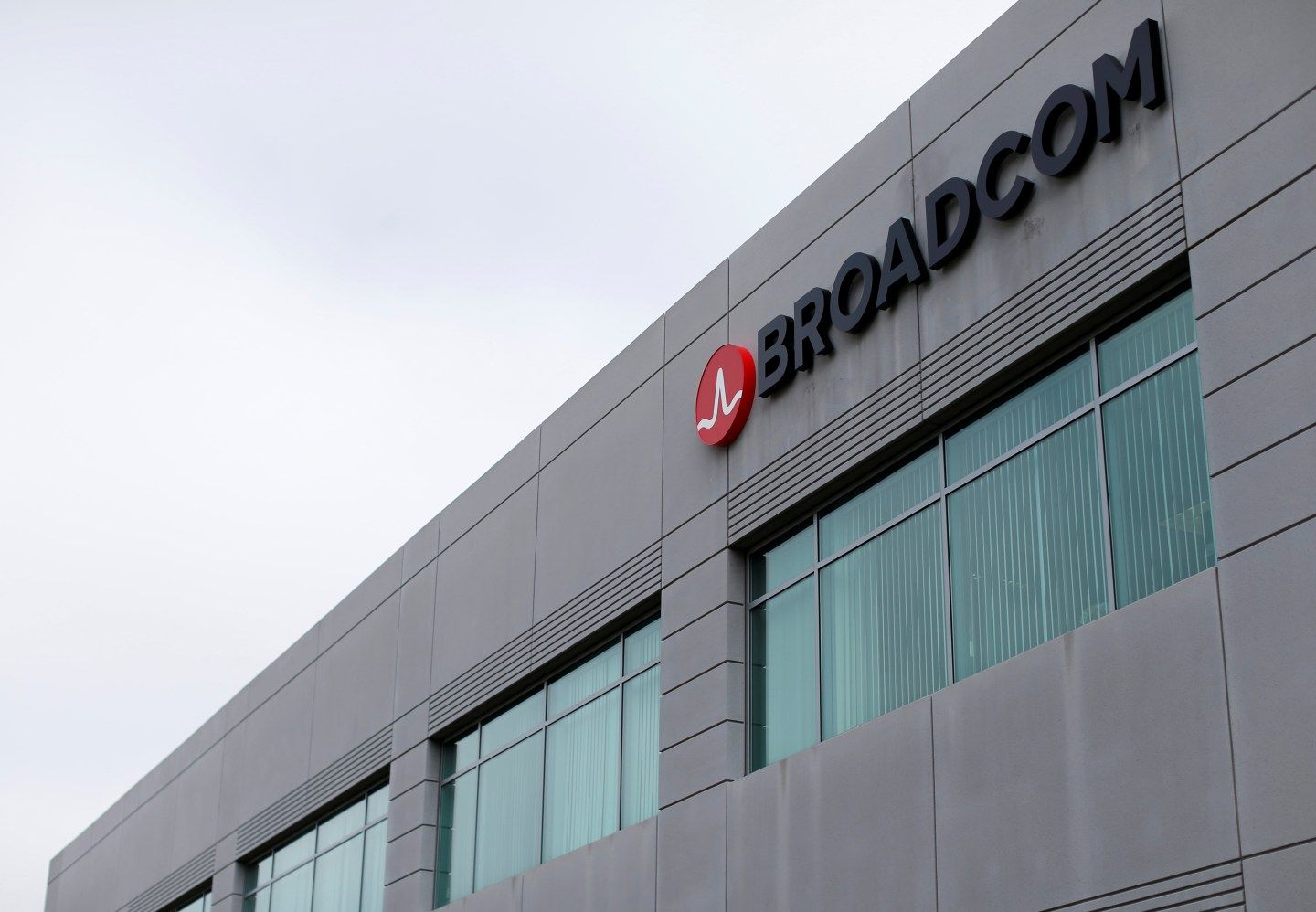 Broadcom Limited company logo is pictured on an office building in Rancho Bernardo, California
