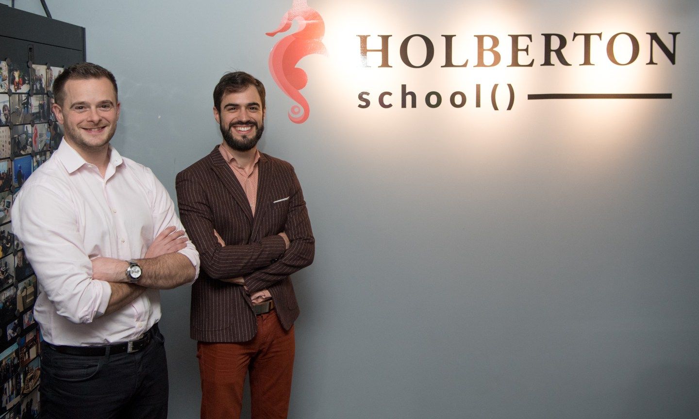 Holbertton School co-founders Julien Barbier (left) and Sylvain Kalache