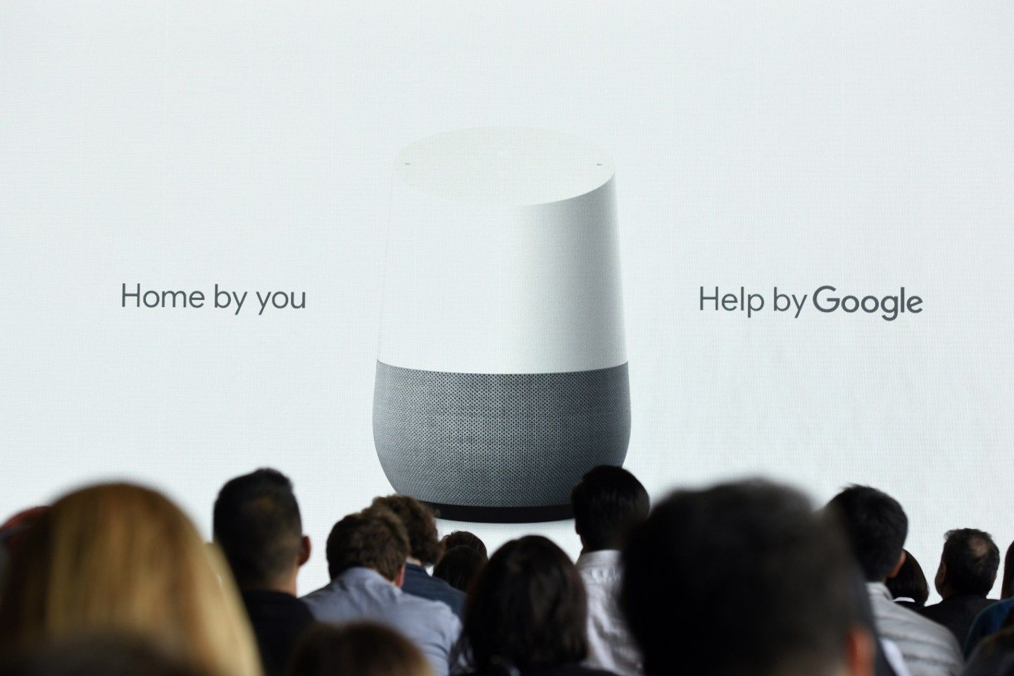 The Google Inc. Home device is displayed on screen during a Google product launch event in San Francisco, California, U.S., on Tuesday, Oct. 4, 2016.
