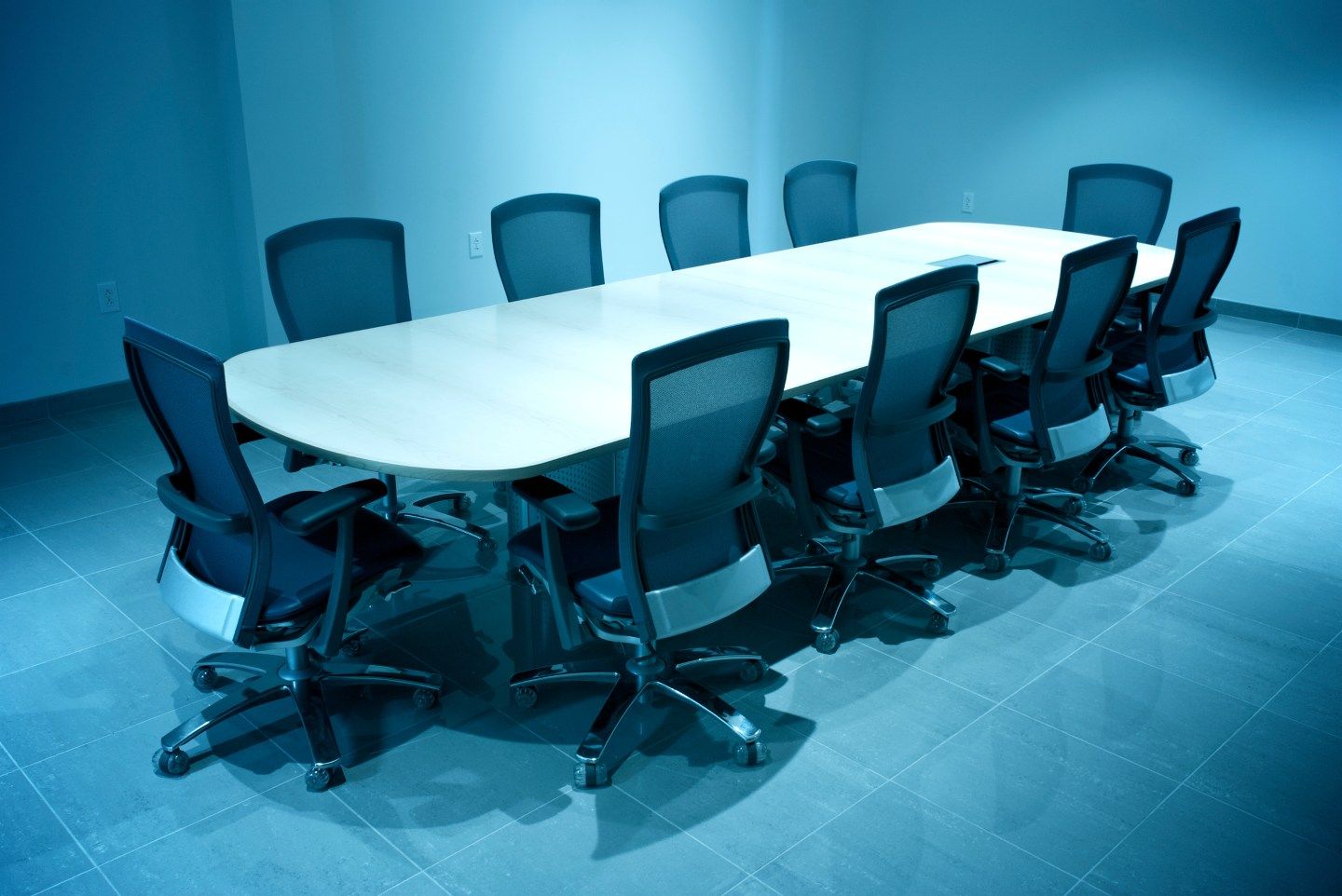 Modern Business Board Room Empty Round Conference Table