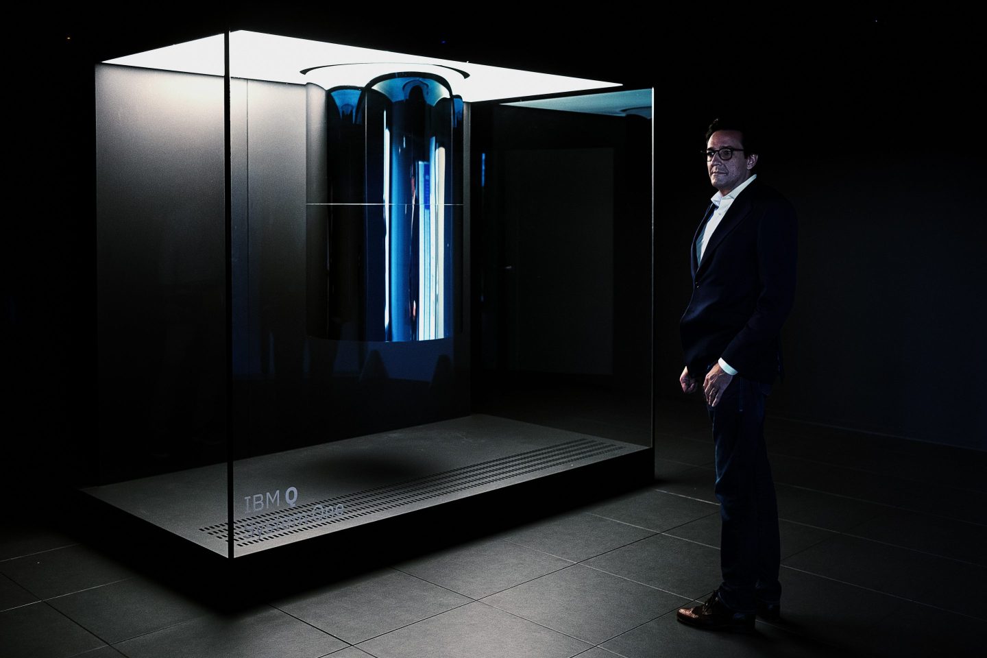 Photo of IBM quantum computer and IBM Research Director Dario Gil